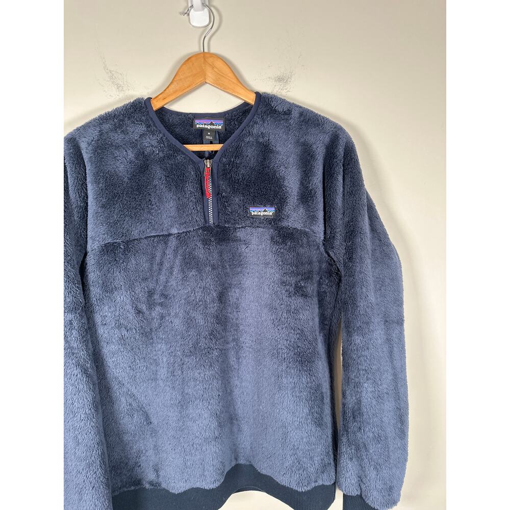 Patagonia Womens Teddy Fleece Double Sided Pullover Size Medium Navy Blue - Picture 2 of 11